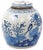 This beautiful medium sized blue & white Chinese porcelain ginger jar. This rounded jar has a scene of beautiful long...