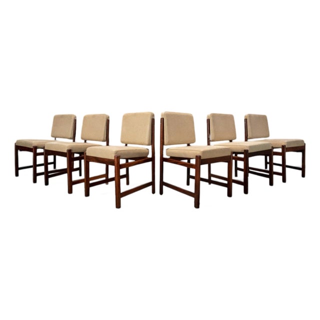 Set of 6 of “Marco” Chairs in Rosewood & Leather, Sergio Rodrigues, 1960s For Sale