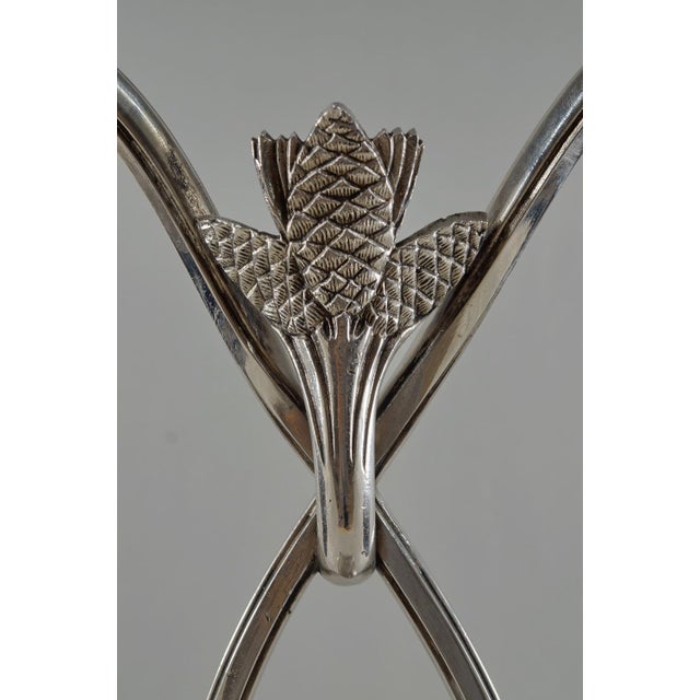Silver Bousquet & Bloch & Degue French Art Deco Double-Arm Table Lamp 1930s - Pinecone Glass For Sale - Image 8 of 14