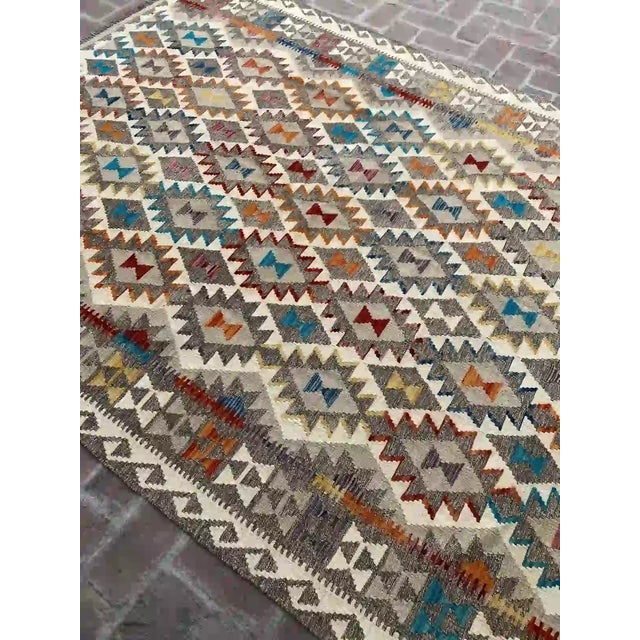 Tribal Handwoven Kilim Rug, Colorful Tribal Pattern, 6.7' X 9' For Sale - Image 3 of 8