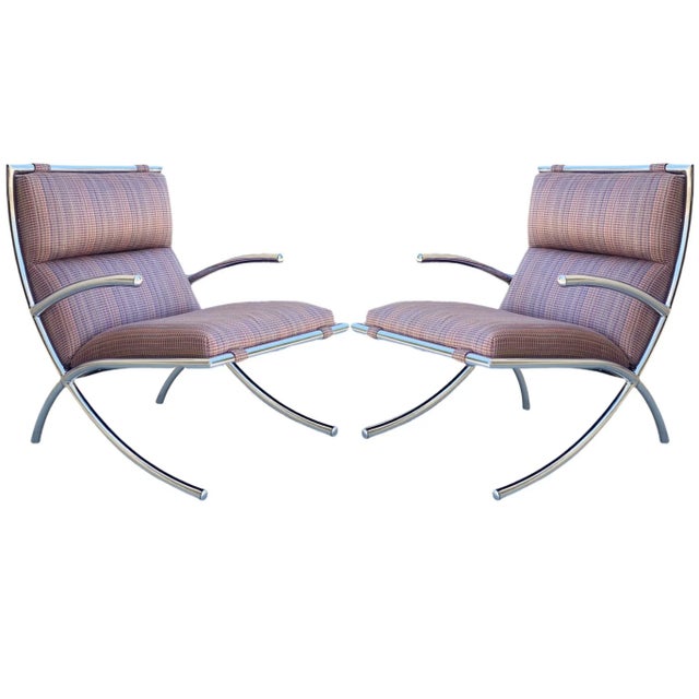 1950s Italian Mid-Century Modern Chrome Lounge Armchairs – a Pair For Sale - Image 10 of 10