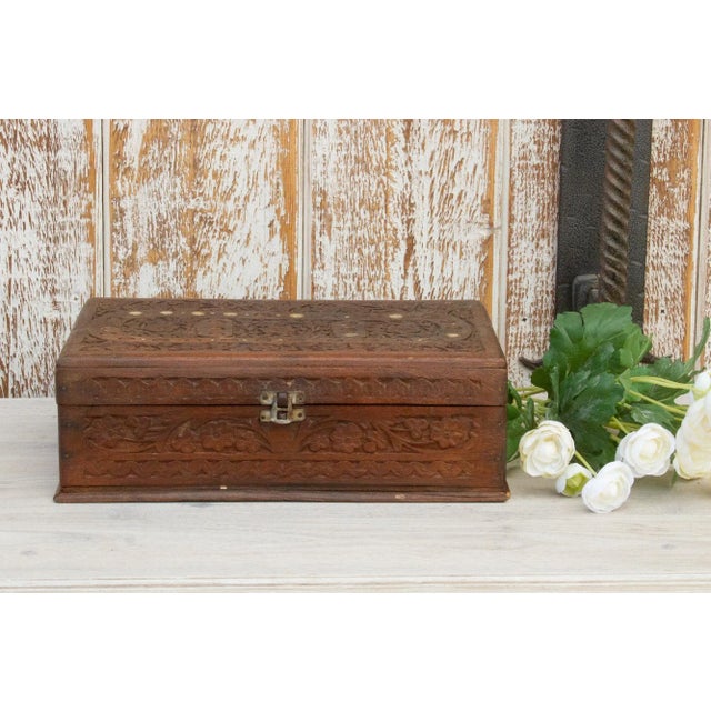 Antique Anglo Indian Carved Jewelry Box For Sale - Image 11 of 12