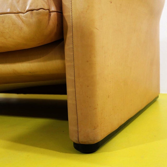 Maralunga Living Room Set in Tan Leather by Vico Magistretti for Cassina, 1970s, Set of 3 For Sale - Image 6 of 18