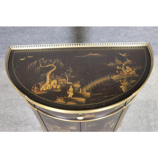 Theodore Alexander Theodore Alexander New Old Stock Painted Chinoiserie Demilune Commode For Sale - Image 4 of 15