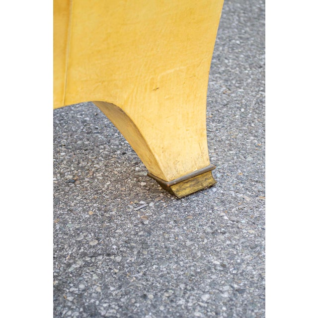 Metal Wooden Parchment, and Brass Bed, Italy, 1940s For Sale - Image 7 of 8