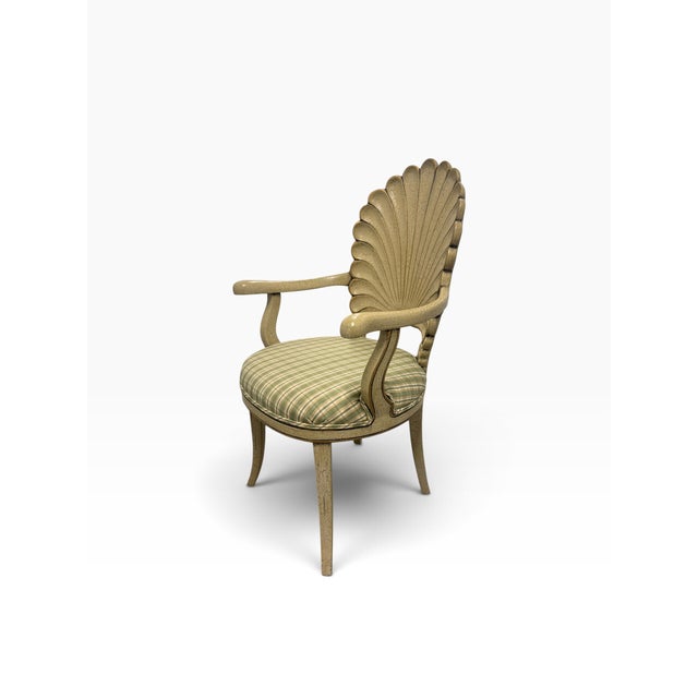 Wood Vintage Italian Venetian Grotto Hollywood Regency Style Carved Shell Back Armchair For Sale - Image 7 of 14