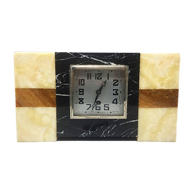 Art Deco French Marble Clock from Manufrance, 1930s For Sale