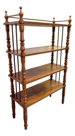 Early 1900's Victorian Étagère With Turned Legs and Four Fixed Shelves