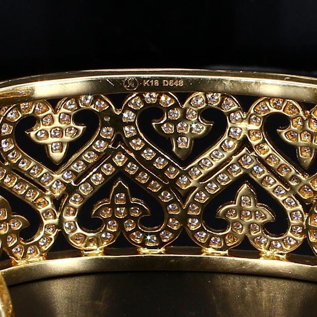 Contemporary Chad Allison 18k Yellow Gold Bracelet With Heart Designs, Diamonds ~4.5ctw G/Si1 For Sale - Image 3 of 5