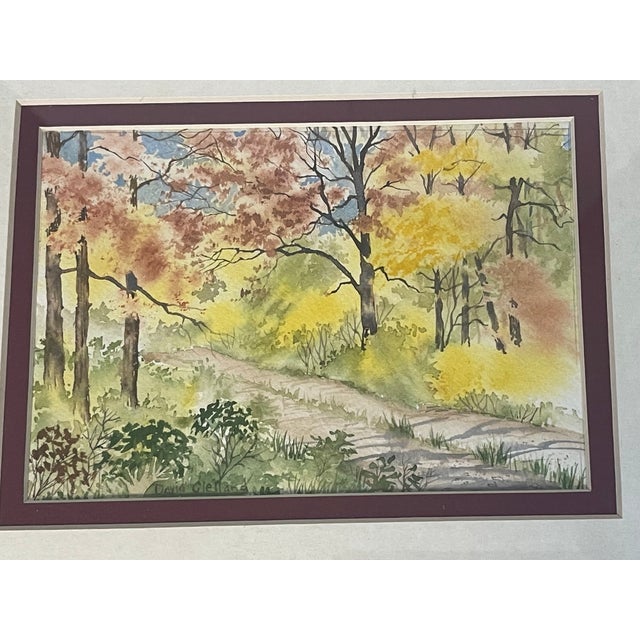 1970s 1970s Beautiful Watercolor Summer Park Signed and Framed For Sale - Image 5 of 6