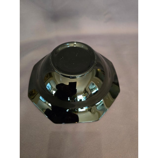 Mid 20th Century Black Glass Bowl With Sterling Floral Overlay For Sale - Image 4 of 5