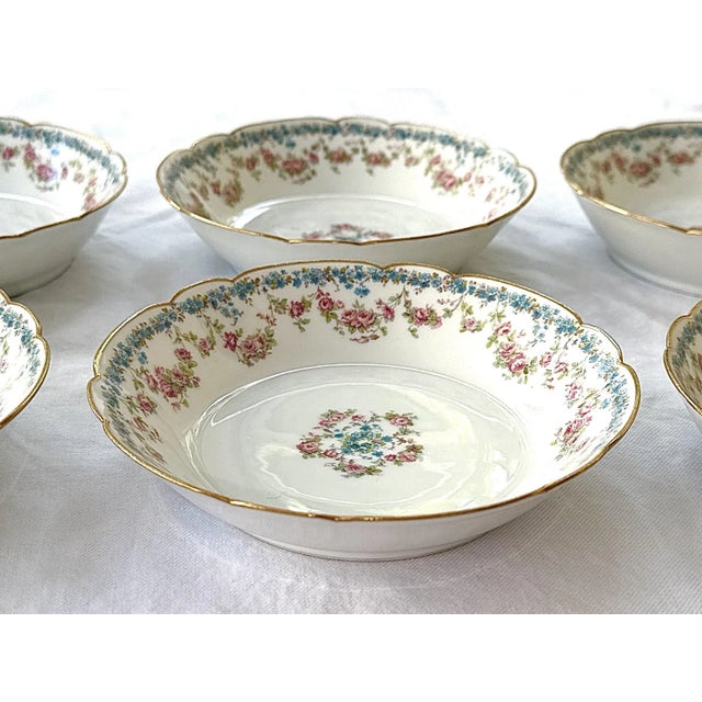 Limoges, France French Limoges Antique Porcelain Bowls - Set of 6 - 7.25" For Sale - Image 4 of 13