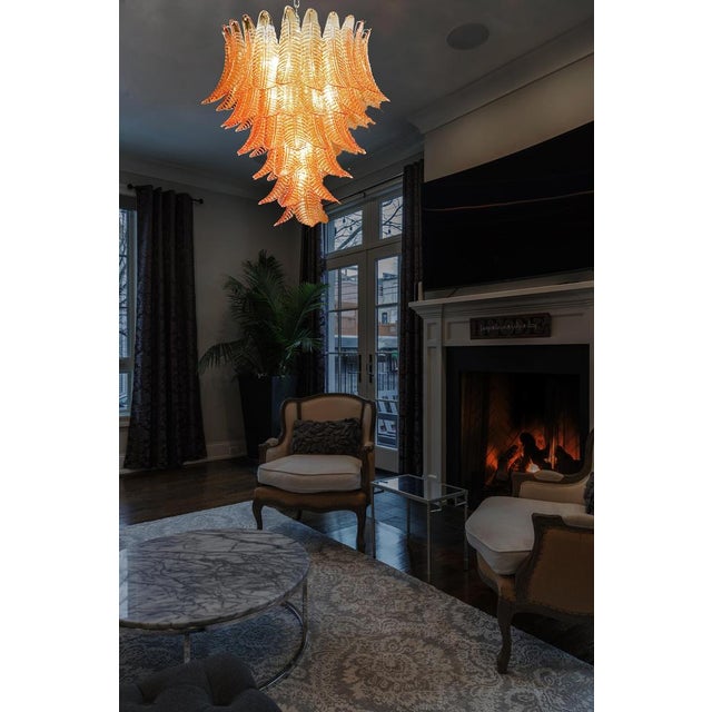 Tan Italian Murano Felci Glass Chandelier with 75 Amber Glasses, 1990s For Sale - Image 8 of 16