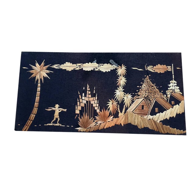Straw Marquetry Artwork, 20th Century For Sale