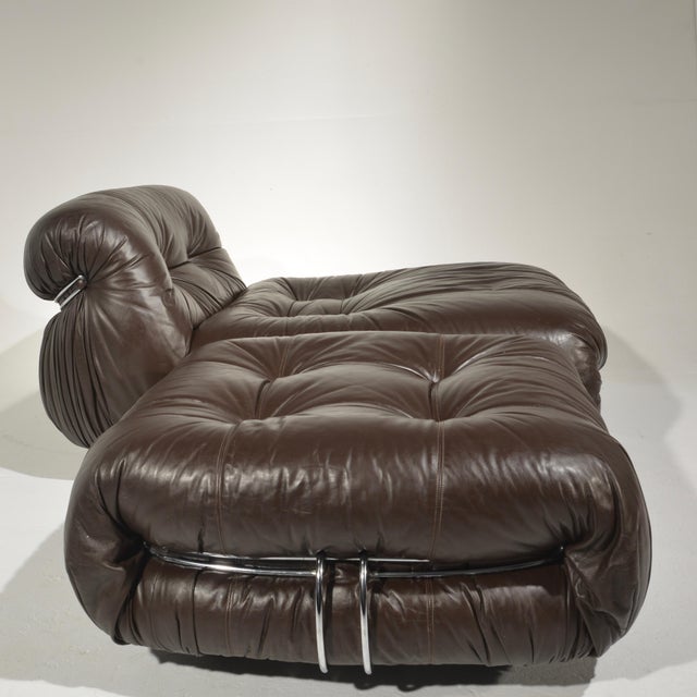 Soriana Lounge Chair And Ottoman With Knoll Leather By Scarpa For Cassina Chairish