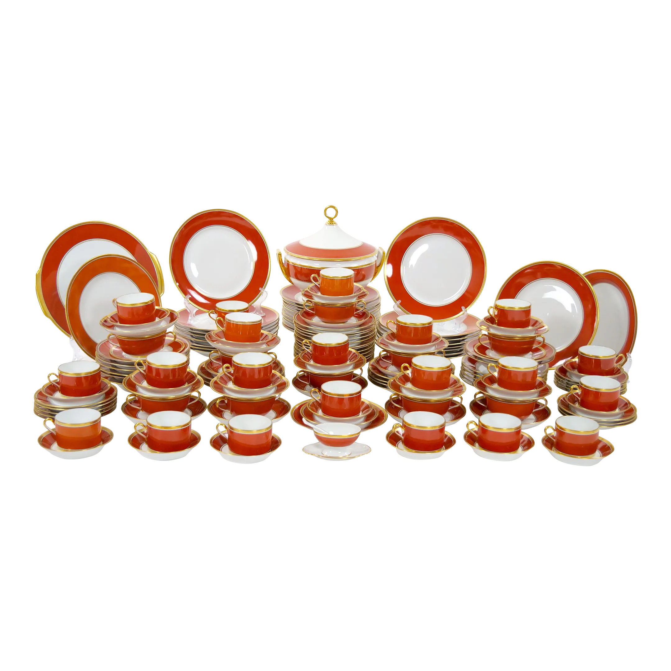 Richard Ginori Burnt Orange Contessa Extensive Dinnerware Service