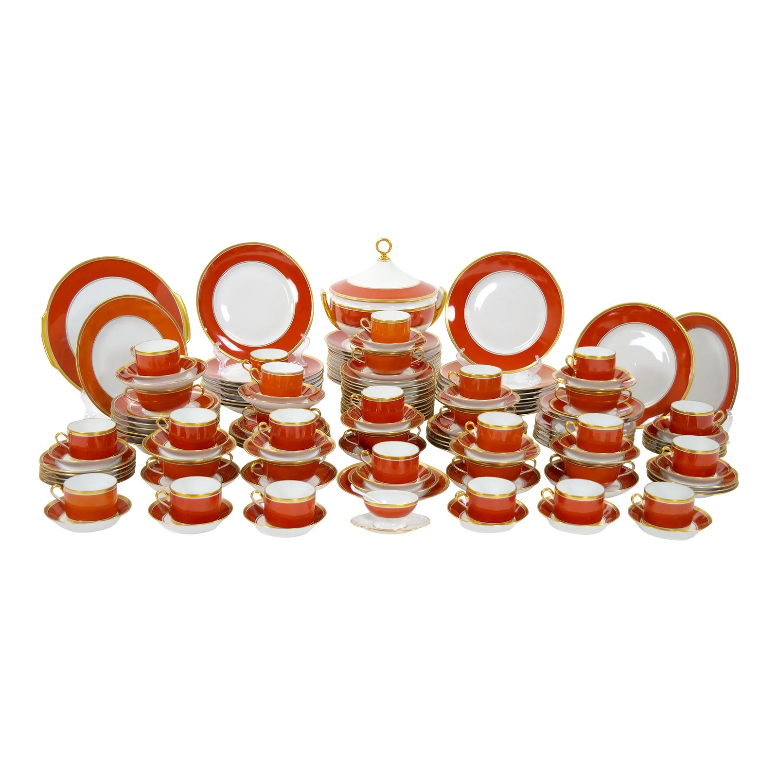 Richard Ginori Burnt Orange Contessa Extensive Dinnerware Service