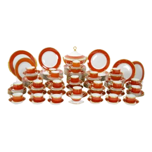 Richard Ginori Burnt Orange Contessa Extensive Dinnerware Service of 141 Pieces