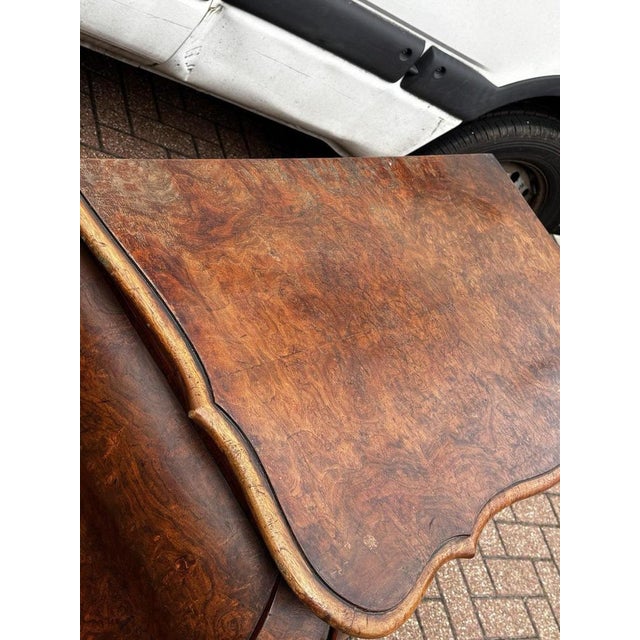 Dutch Walnut Bombe Chest of Drawers with Brass Handles For Sale - Image 5 of 10