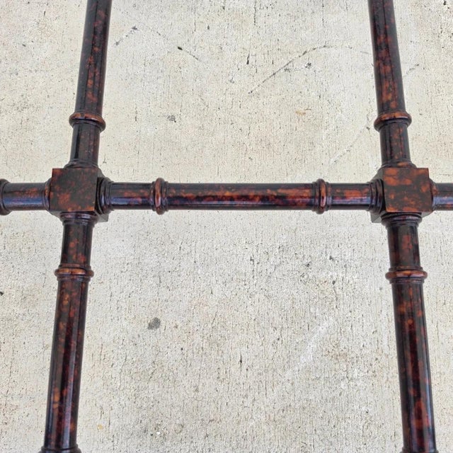 Vintage Baker Style Tortoise Shell Faux Bamboo & Glass Coffee Table For Sale - Image 12 of 12