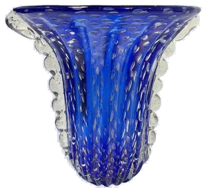 Very Large Murano Art Glass Blue and Clear Vase by Barovier & Toso, 1960s