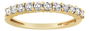 14K Yellow Gold Plated .925 Sterling Silver 1/2 cttw Shared Prong Set Brilliant Round-Cut Diamond 11 Stone Band Ring - Size 6