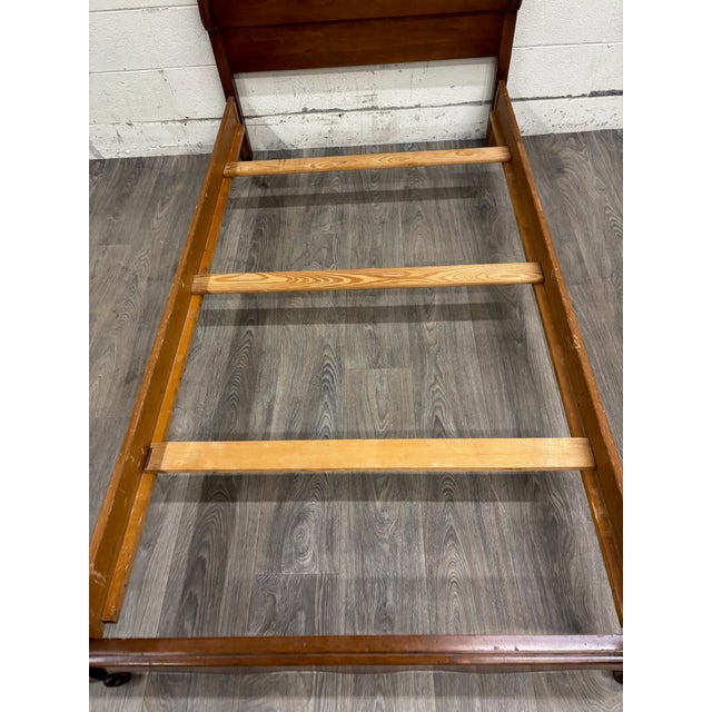 Brown Vintage Twin Size French Provincial Country French Style Walnut Bedframe For Sale - Image 8 of 11