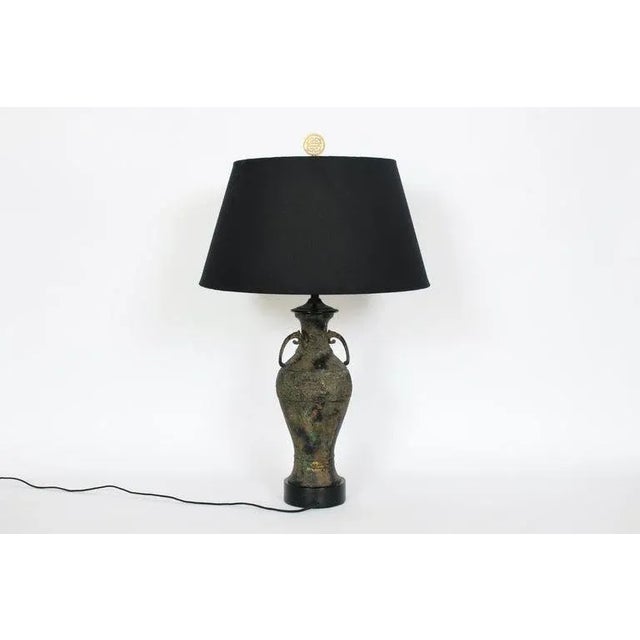 Laurel Lamp Company Tall Laurel Lamp Co. Style Ancient Asian Style Bronze Table Lamp, 1950's For Sale - Image 4 of 13