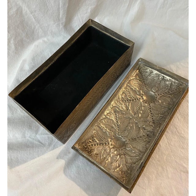 Vintage Sarreid Brass Rectangular Embossed Box For Sale - Image 10 of 12
