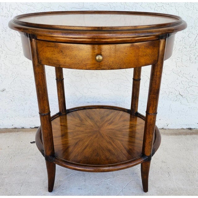 Mid-Century Modern Woodbridge Linwood Center Side Table Faux Bamboo For Sale - Image 3 of 17