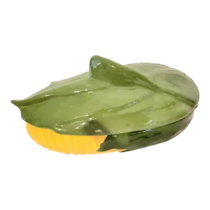 Vintage Ceramic Green Yellow Corn on the Cob Soup Tureen Serving Bowl