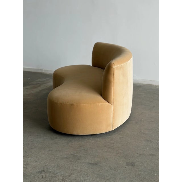 Kidney Sofa in Butter Cotton Velvet For Sale - Image 9 of 12