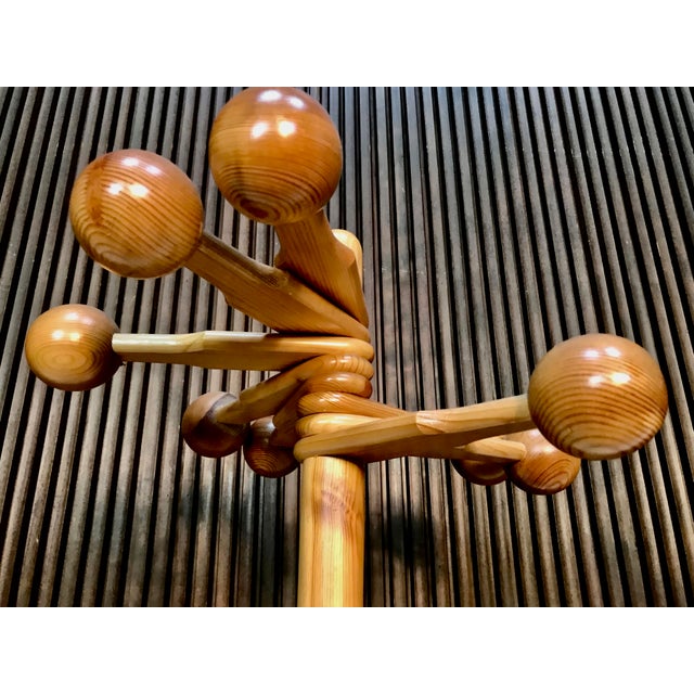 Tan Sculptural Hooks Pine Wood Coat Rack, 1970s For Sale - Image 8 of 16