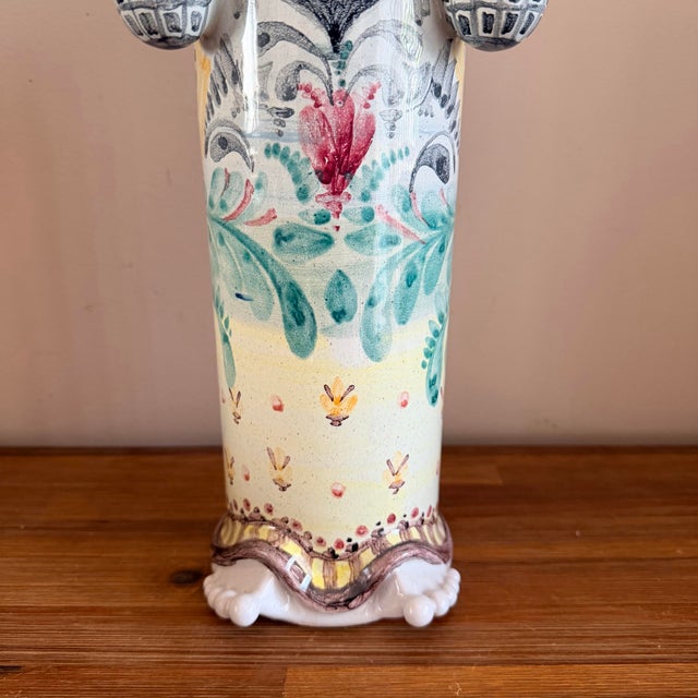 Late 20th Century Late 20th Century Pair of Impressive Large Bjorn Wiinblad Ceramic Figural Candlesticks With Inserts For Sale - Image 5 of 12
