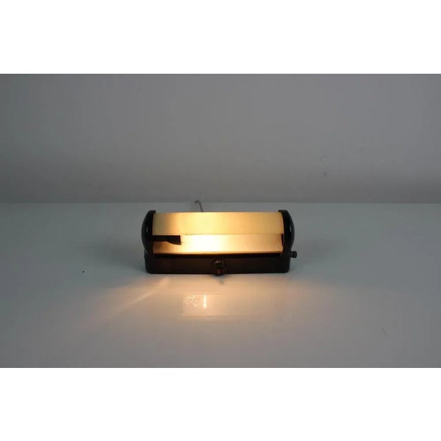 Art Deco Bakelite and Glass Wall Lamp, Czechoslovakia, 1930s For Sale - Image 9 of 10