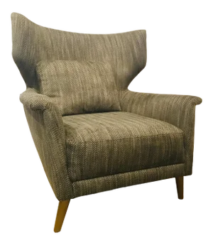 Caracole Signature Modern Charcoal and Beige Chevron Print the Elemental Wingback Chair