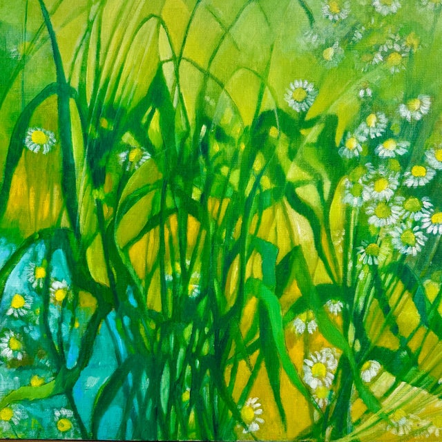 Enid Munroe “Daisies” Mid Century Oil on Canvas Painting For Sale - Image 9 of 9