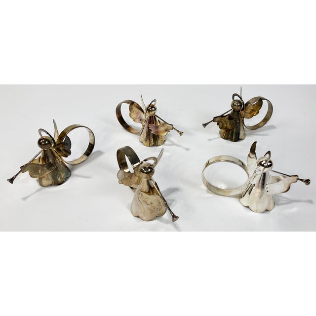 Figurative Late 20th Century Silverplate Angel Napkin Rings, Set of 5 For Sale - Image 3 of 9