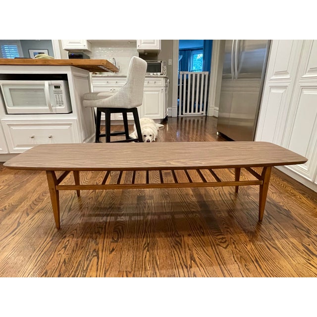 Coffee 1960s Lane Mid-Century Modern Surfboard Coffee Table With Slat-Bottom Magazine Rack For Sale - Image 8 of 12