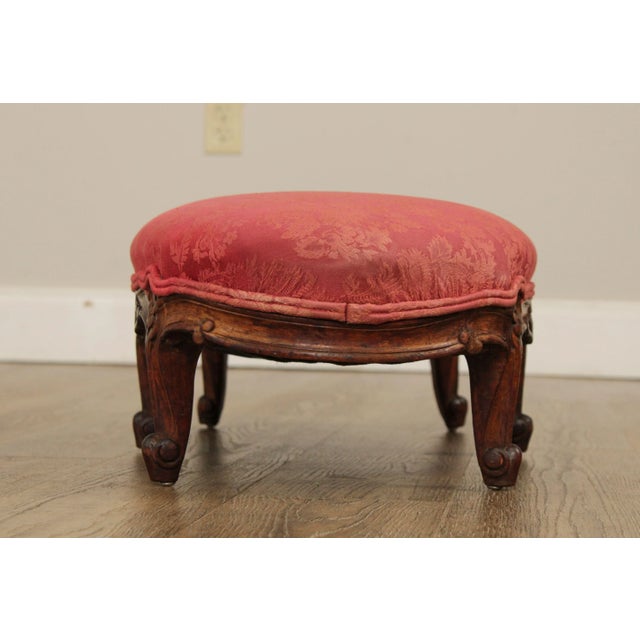 19th Century Antique French Louis XV Style Carved Walnut Footstool For Sale - Image 5 of 13