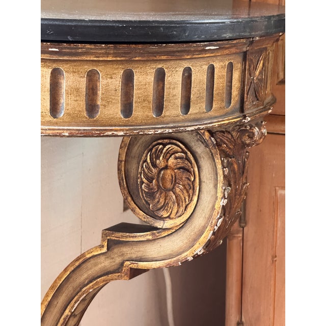 Wood 19th Century French Giltwood Console With Marble Top For Sale - Image 7 of 9