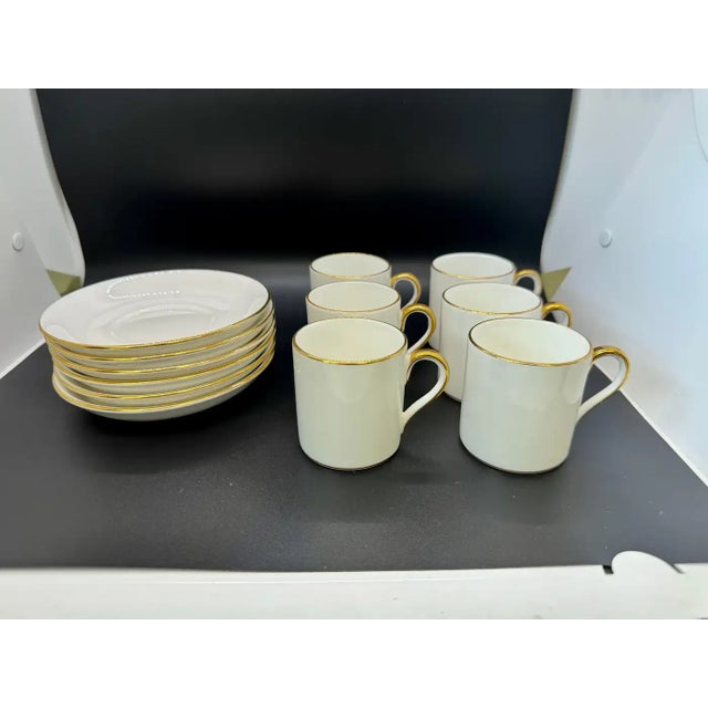 White Tiffany & Co Staffordshire Porcelain Tea Cups and Saucers, 12 Pieces For Sale - Image 8 of 11