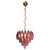 Elegant italian chandelier made from 32 beautiful murano alabaster pink glasses “poliedri”. Structure in gold and brass...
