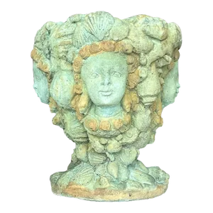 Vintage Boho Tinted Cast Concrete Mermaid Planter