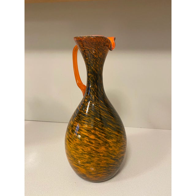 Italian Vintage Italian Orange Tortoise Shell Cased Glass Pitcher For Sale - Image 3 of 5