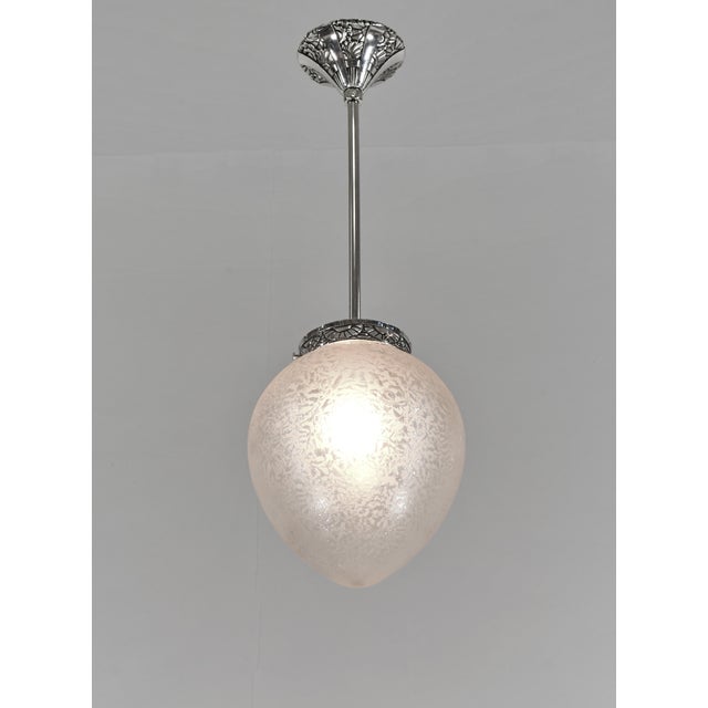 Metal French Art Deco Lantern Daum & Jamain Atr. - Pendant 1930 France For Sale - Image 7 of 13