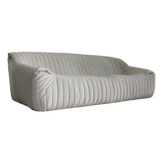 Vintage Cinna Sandra Three-Seater Sofa in Beige Velvet from Ligne Roset, 1970s For Sale