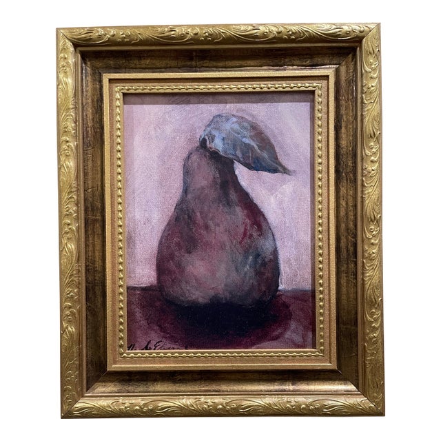 Late 20th Century Reproduction Print of a Still-Life Painting of a Pear, Framed For Sale