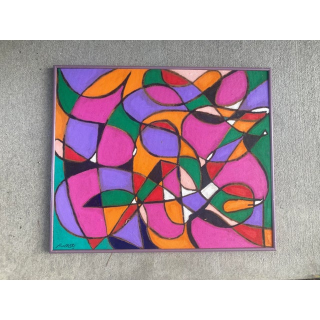 Paint Post Modern Abstract Painting, Framed For Sale - Image 7 of 7