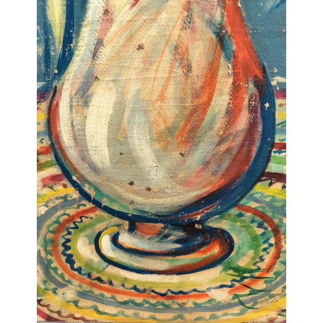 Jacques Lamy Fresco Technique Expressionist Still Life Painting of Calla Lillies For Sale In Dallas - Image 6 of 7